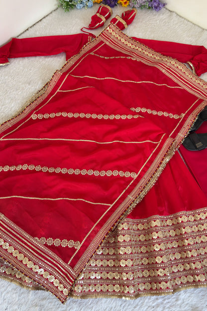 Shaahi Laal Anarkali Suit Set