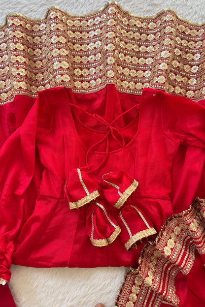 Shaahi Laal Anarkali Suit Set