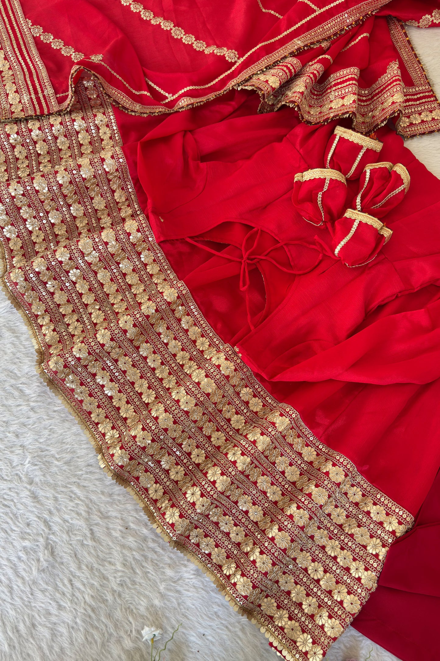 Shaahi Laal Anarkali Suit Set