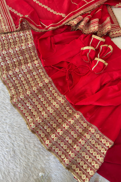 Shaahi Laal Anarkali Suit Set