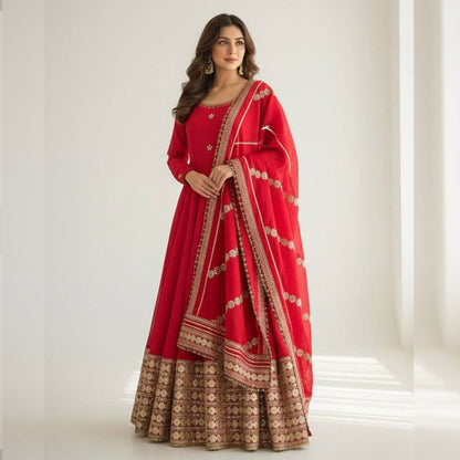 Shaahi Laal Anarkali Suit Set