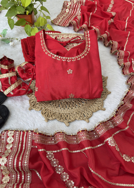 Shaahi Laal Anarkali Suit Set