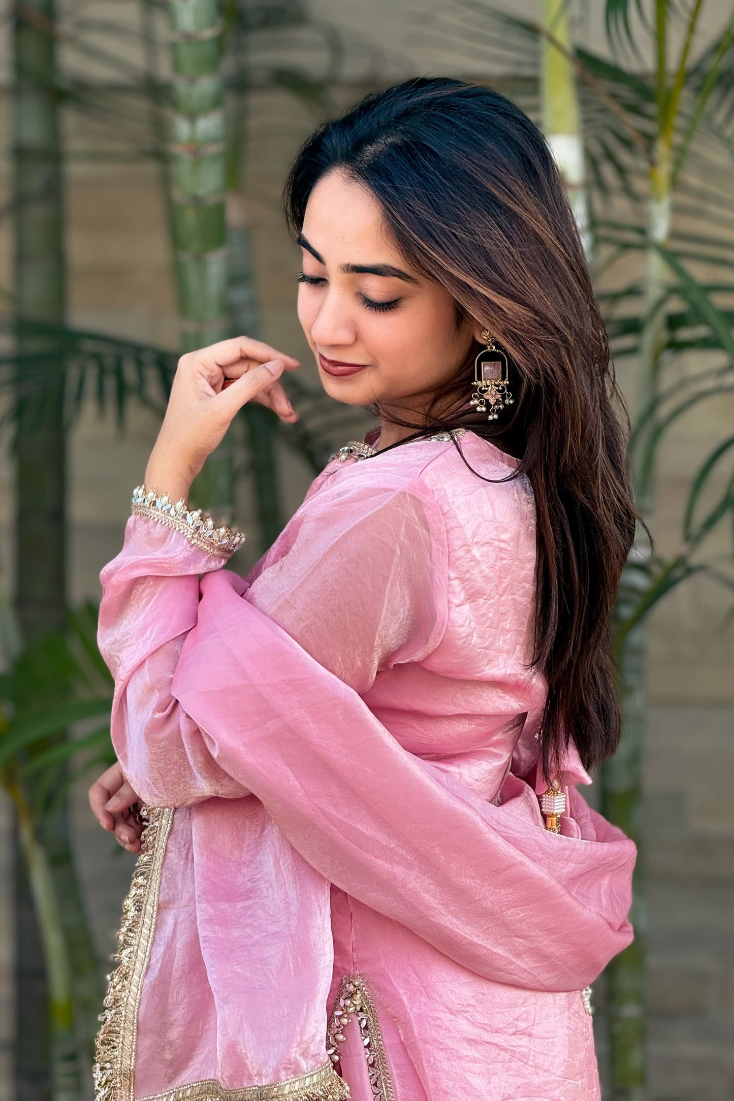 Gulabi Sitara Blush Pink Tissue Silk Salwar Suit Set