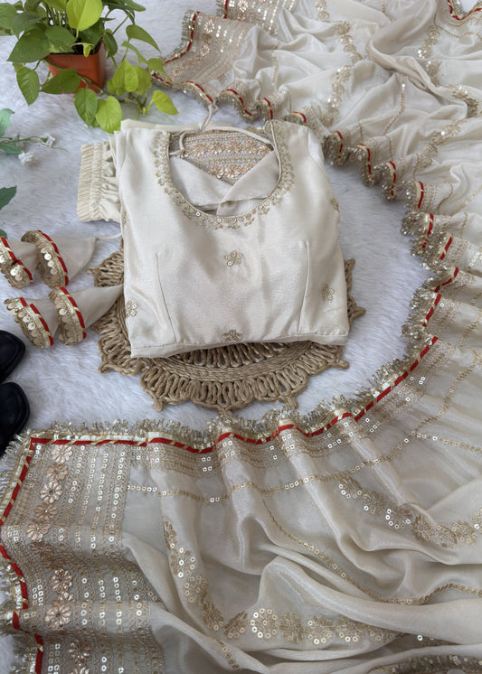 Pearl Ivory-White Anarkali Suit Set