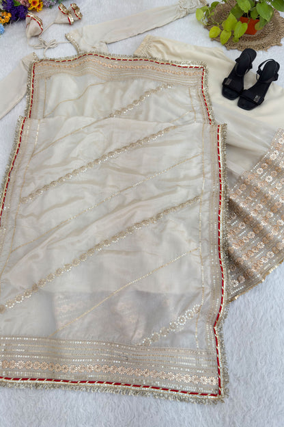 Pearl Ivory-White Anarkali Suit Set