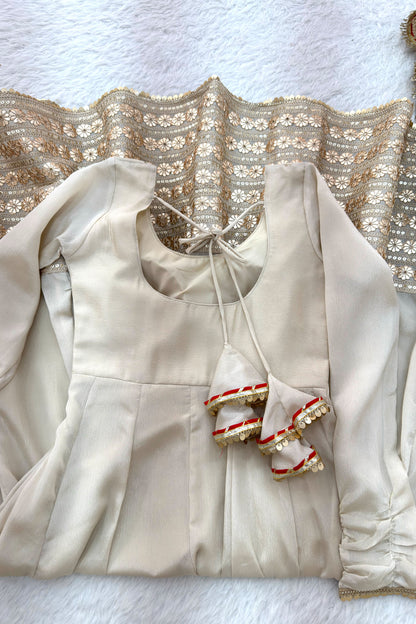 Pearl Ivory-White Anarkali Suit Set