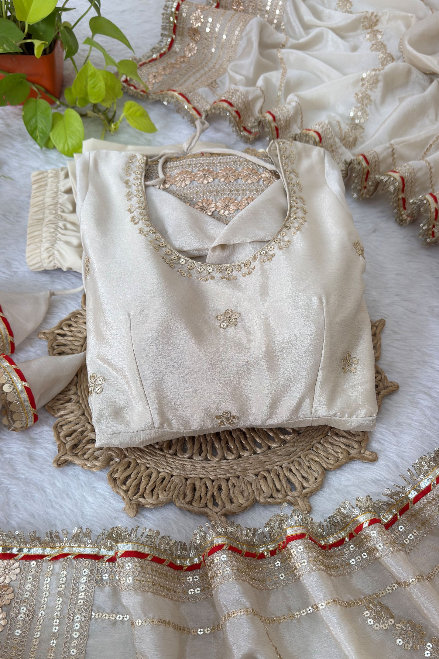 Pearl Ivory-White Anarkali Suit Set