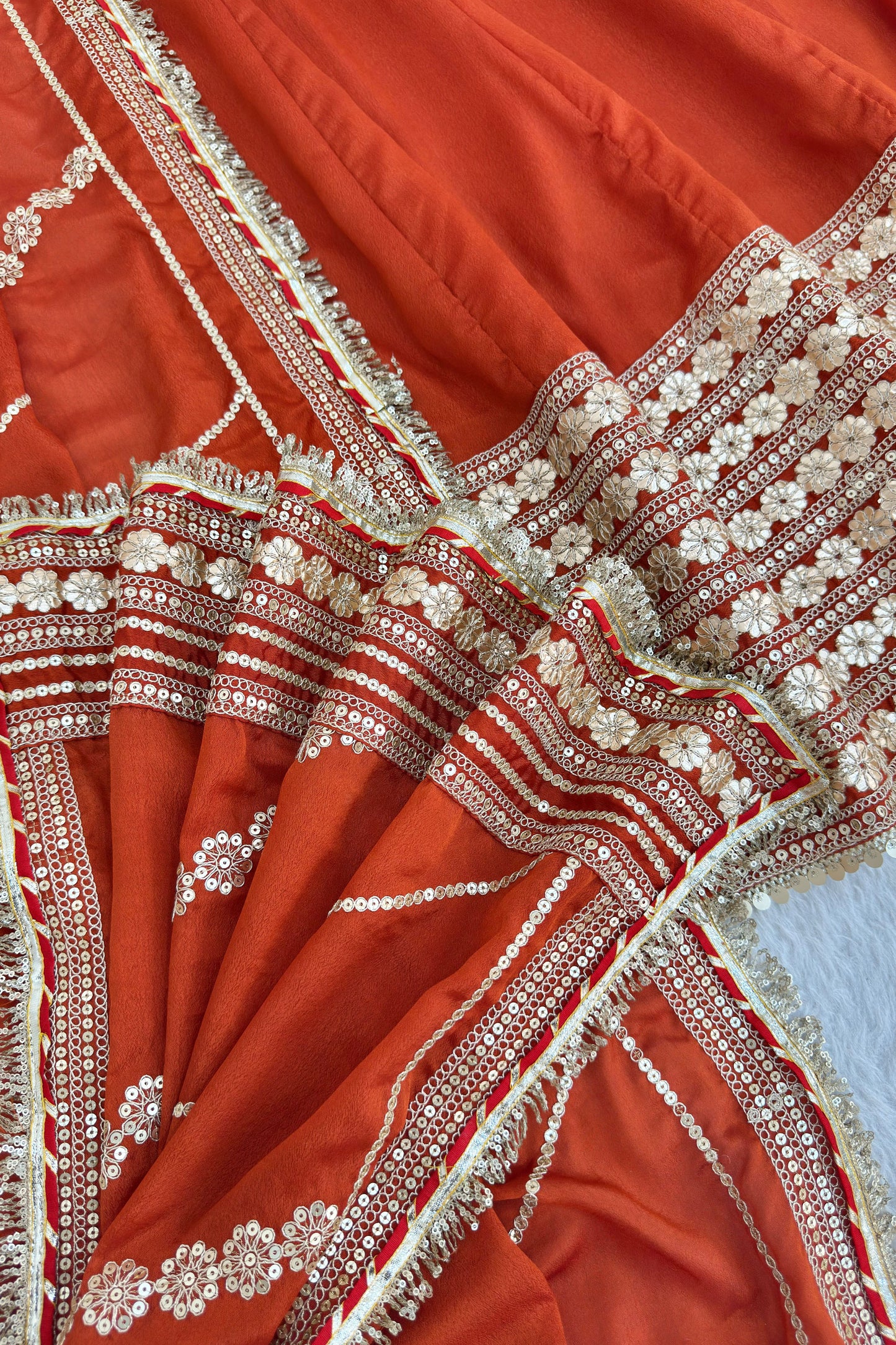 Rust Orange Flared Anarkali Set