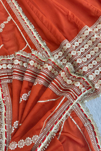 Rust Orange Flared Anarkali Set