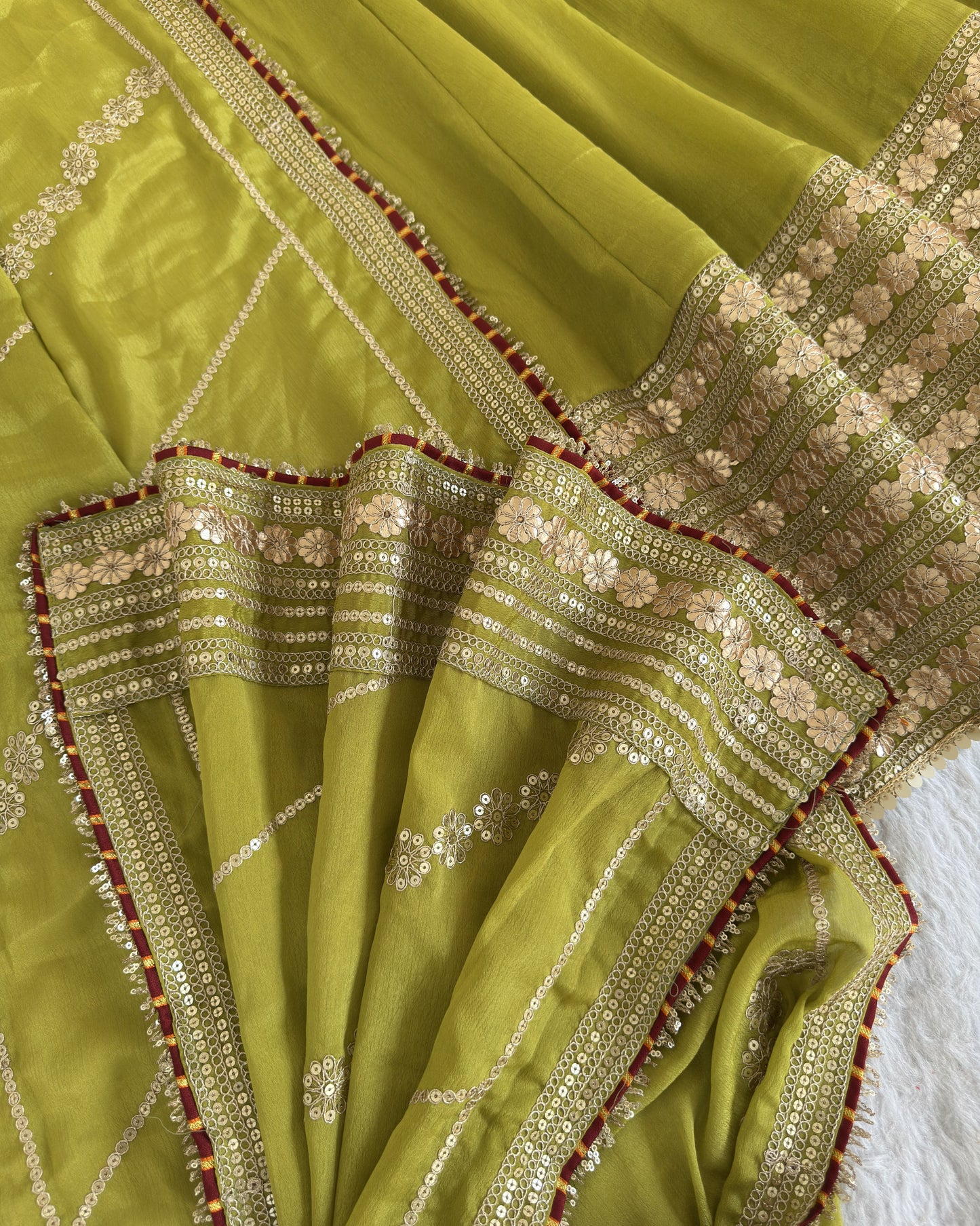 Hariyali Lime Green Floral Embroidered Anarkali Suit Set