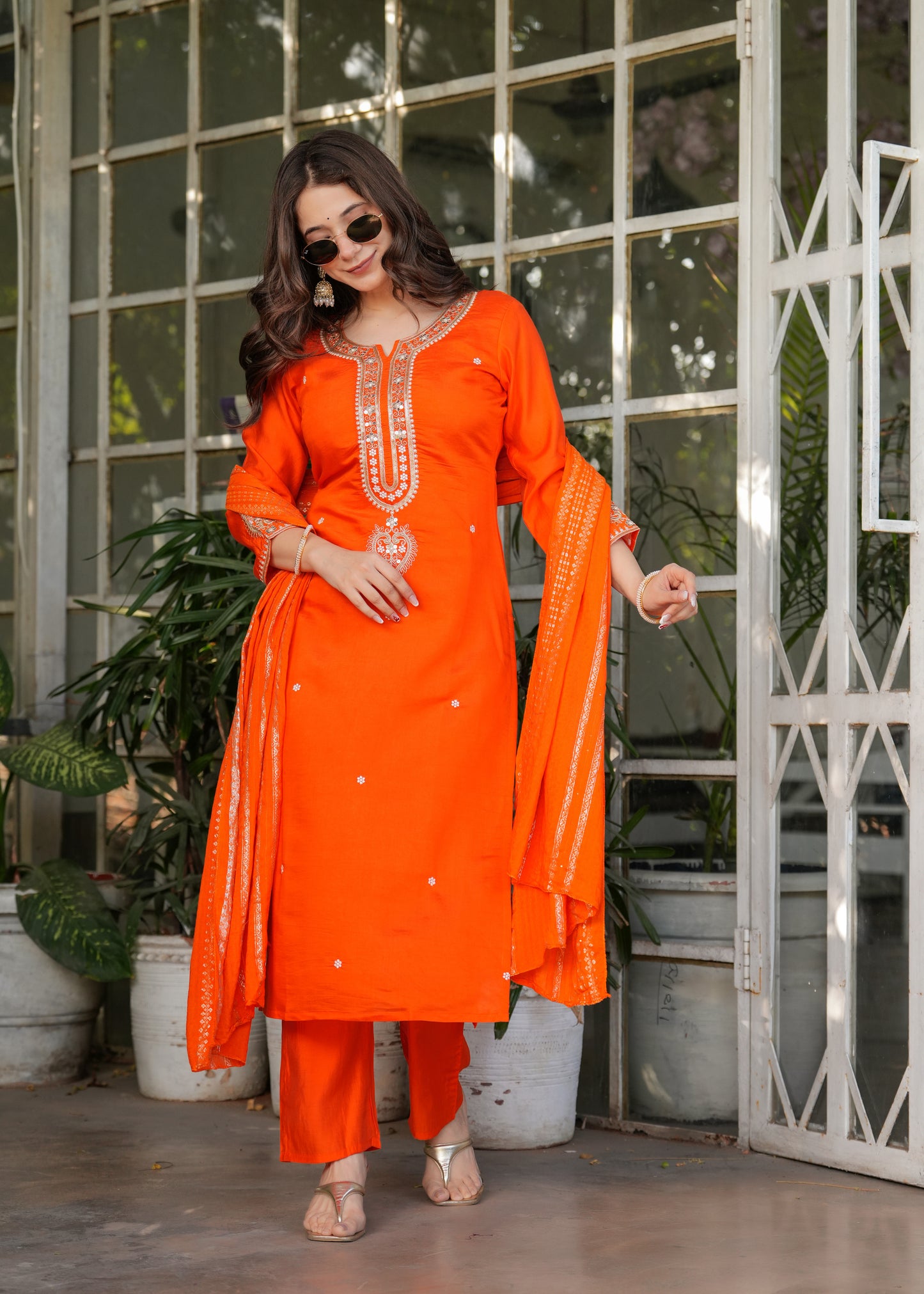 Orange Allure Stylish Kurta Set