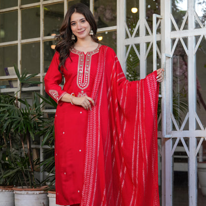 Red Timeless Charm Kurta Set