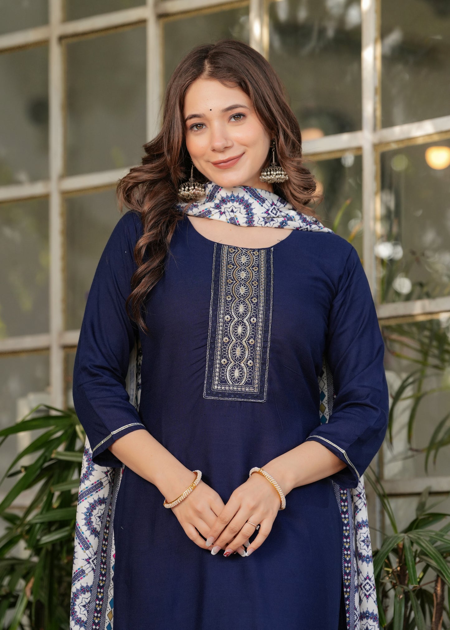 Navy Fusion Kurta Set