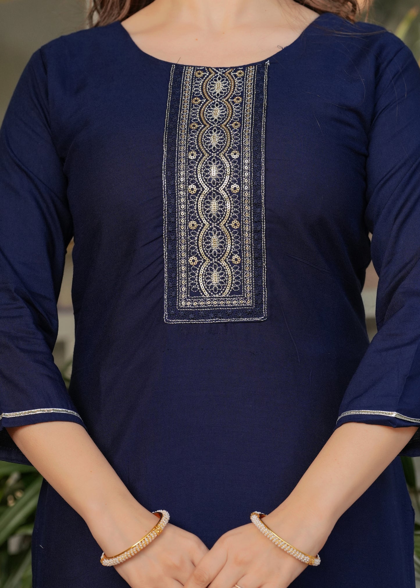 Navy Fusion Kurta Set