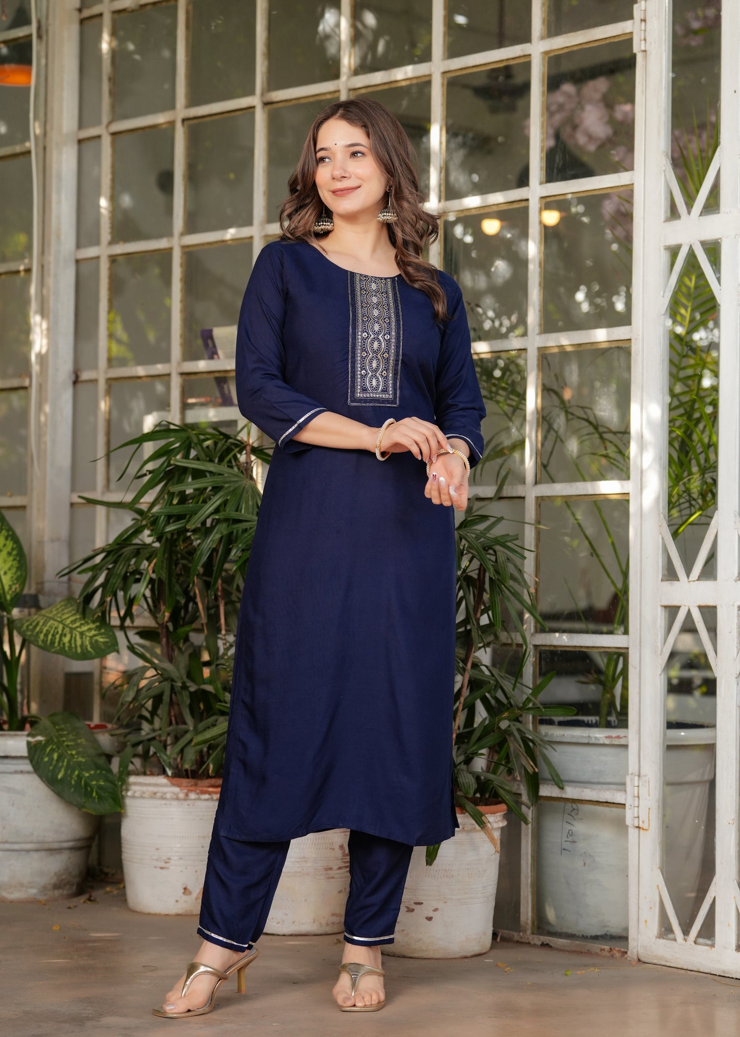 Navy Fusion Kurta Set