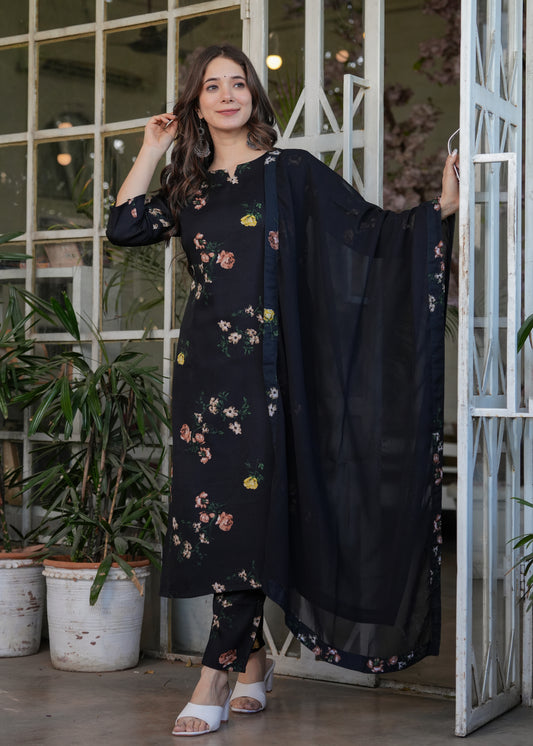 Bold Black Luxe Kurta Set