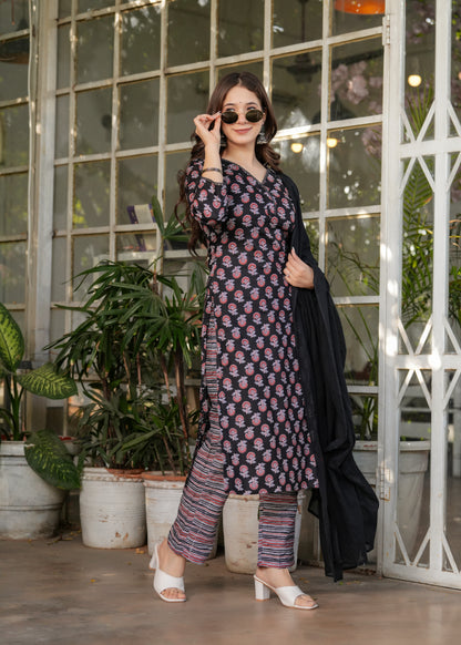 Black and Wine Signature Kurta Set