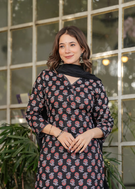 Black and Wine Signature Kurta Set