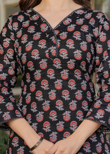 Black and Wine Signature Kurta Set