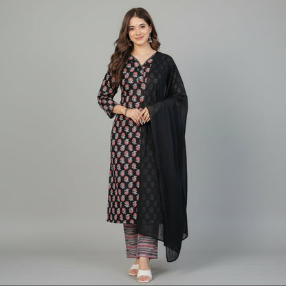 Black and Wine Signature Kurta Set