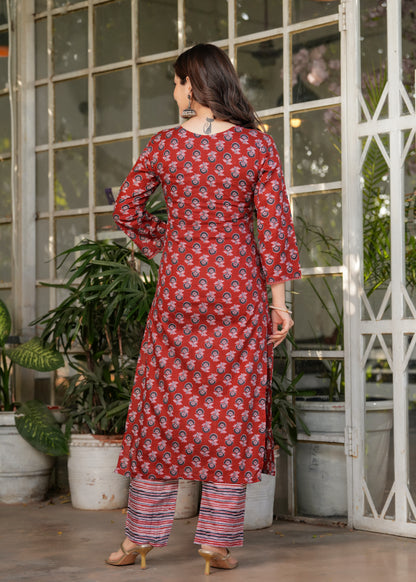 Red with Navy Radiant Kurta Set