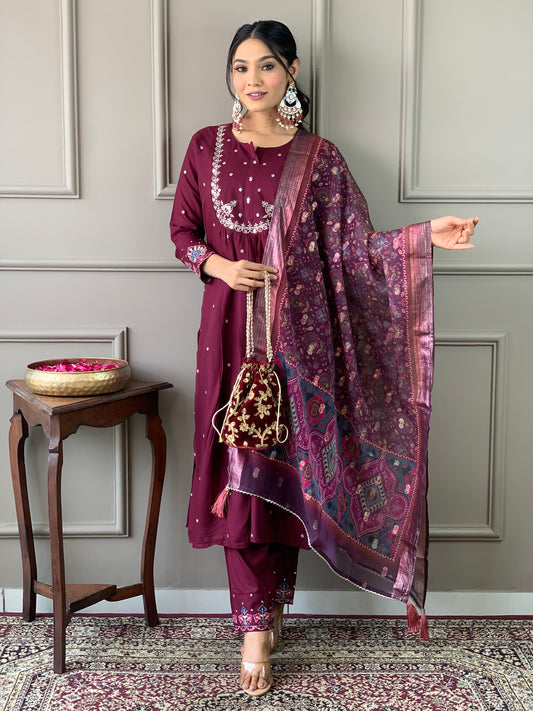 Maroon Majestic Kurta Set