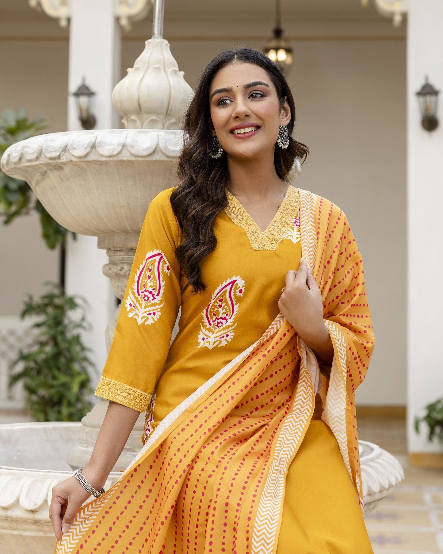 Bindiya Mustard Yellow Paisley Printed Kurta Set
