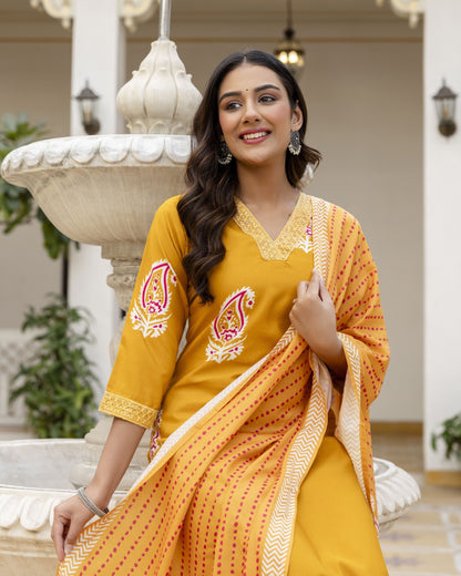 Bindiya Mustard Yellow Paisley Printed Kurta Set