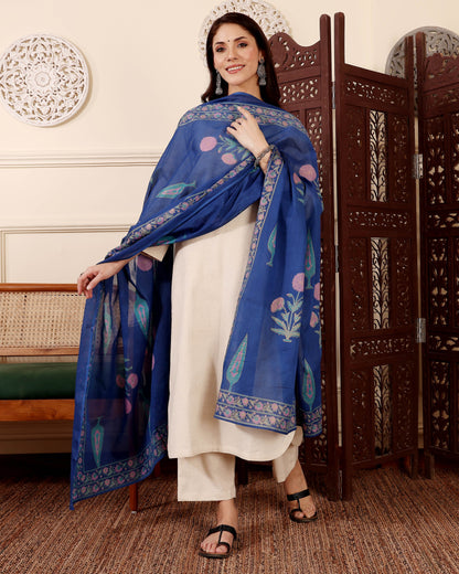 Saadhvi Ivory Cream Plain Kurta Set