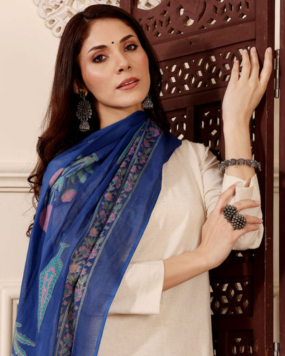 Saadhvi Ivory Cream Plain Kurta Set