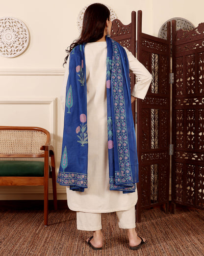 Saadhvi Ivory Cream Plain Kurta Set
