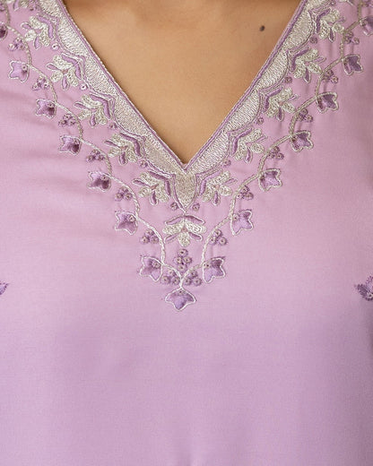 Madhuri Lilac Pink Silver Buti Embroidered Kurta Set