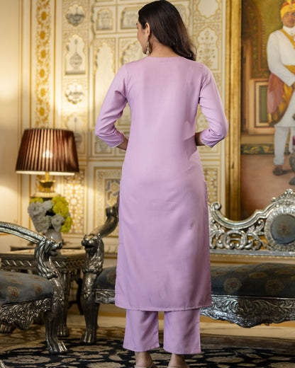 Madhuri Lilac Pink Silver Buti Embroidered Kurta Set