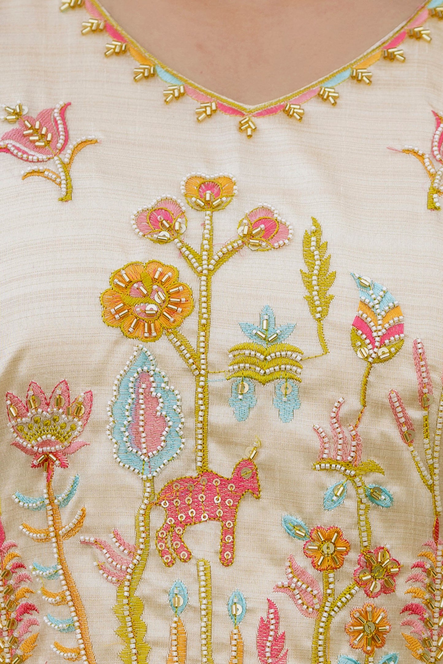 Lalita Butter Yellow Viscose Assam Silk Embroidered Kurta Set