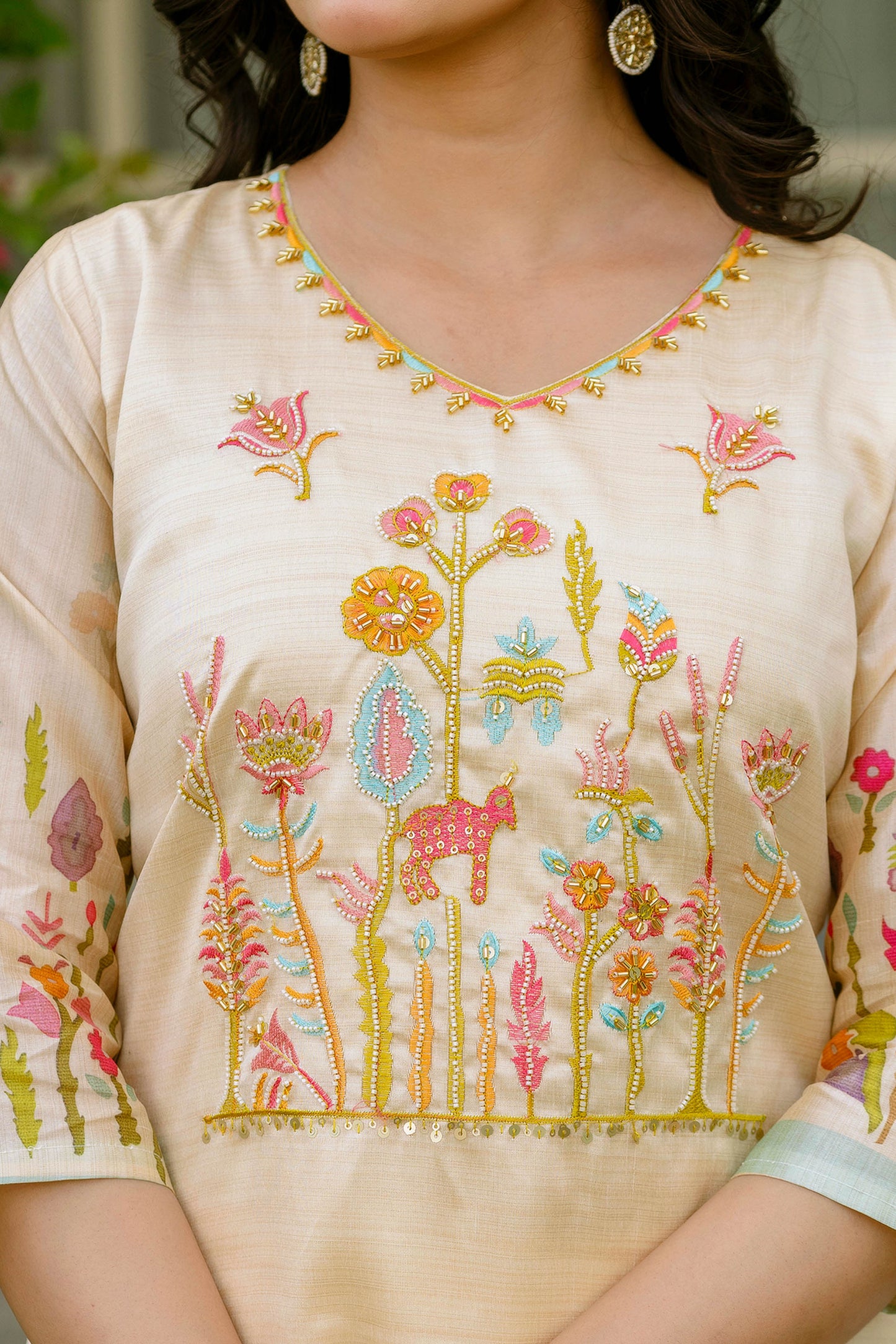 Lalita Butter Yellow Viscose Assam Silk Embroidered Kurta Set