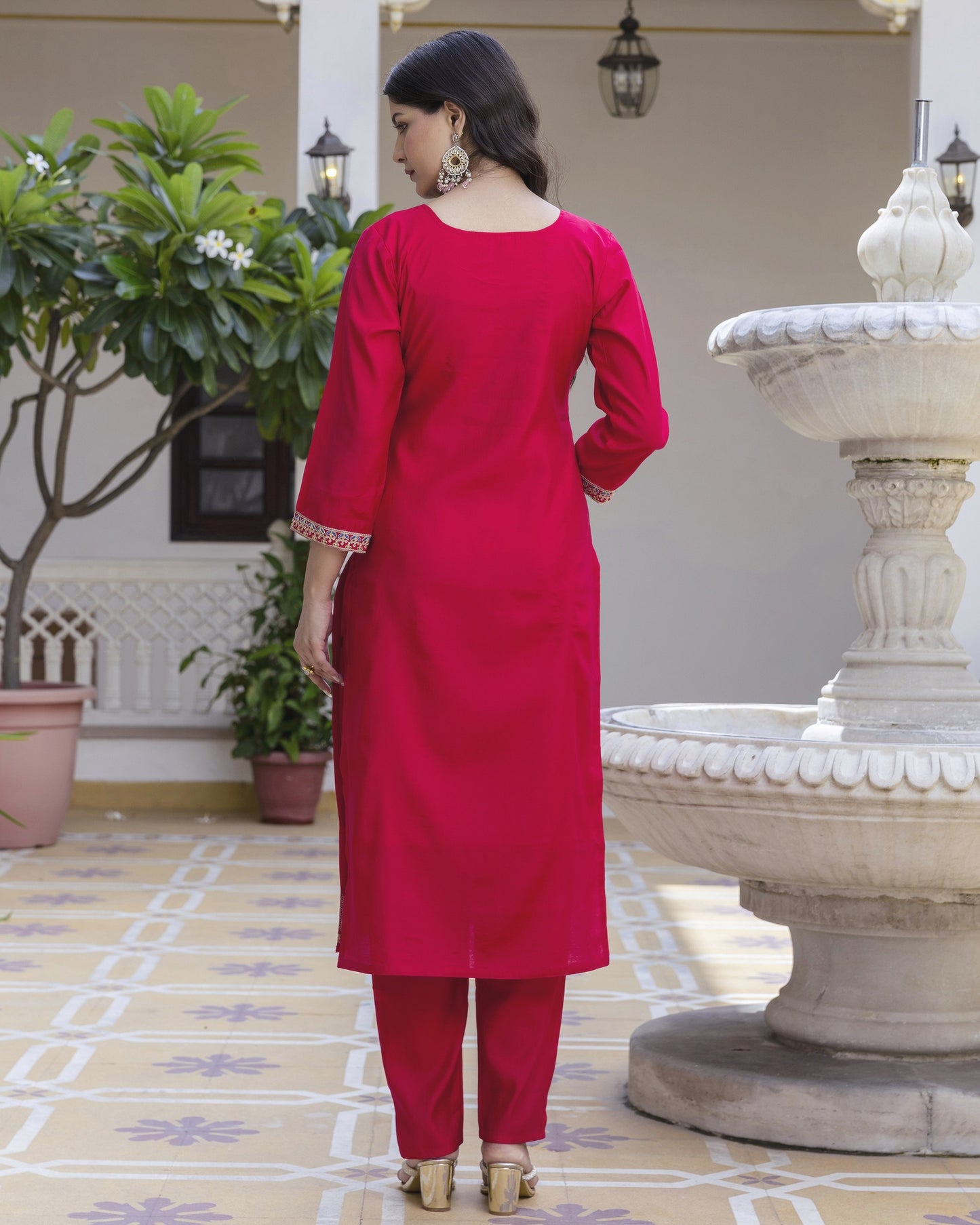 Gulabo Rani Pink Gold Zari and Resham Embroidered Kurta Set