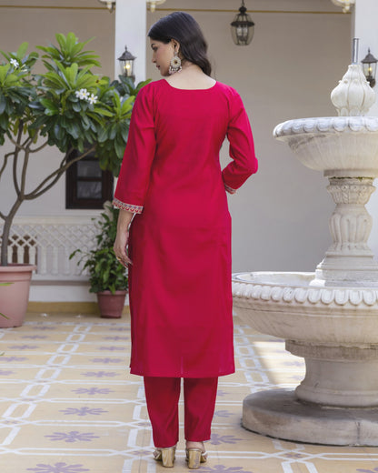 Gulabo Rani Pink Gold Zari and Resham Embroidered Kurta Set