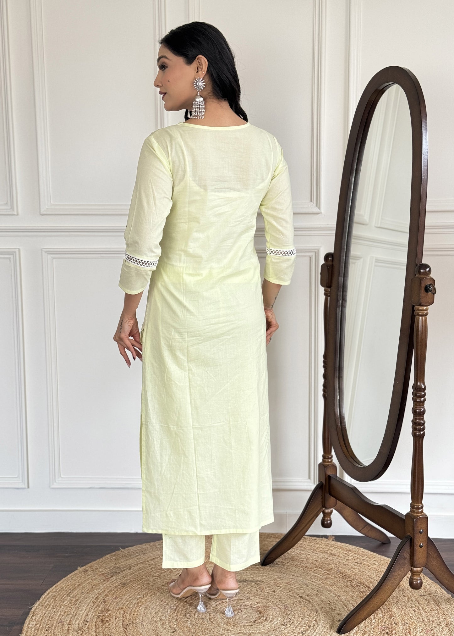 Light Yellow Embroidered Kurta Set