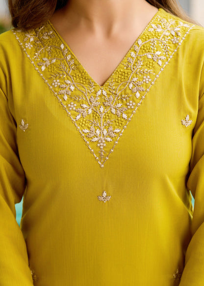 Lemon Yellow Embroidered Kurta Set