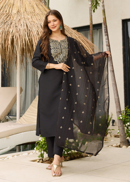 Classic Black Embroidered Kurta Set