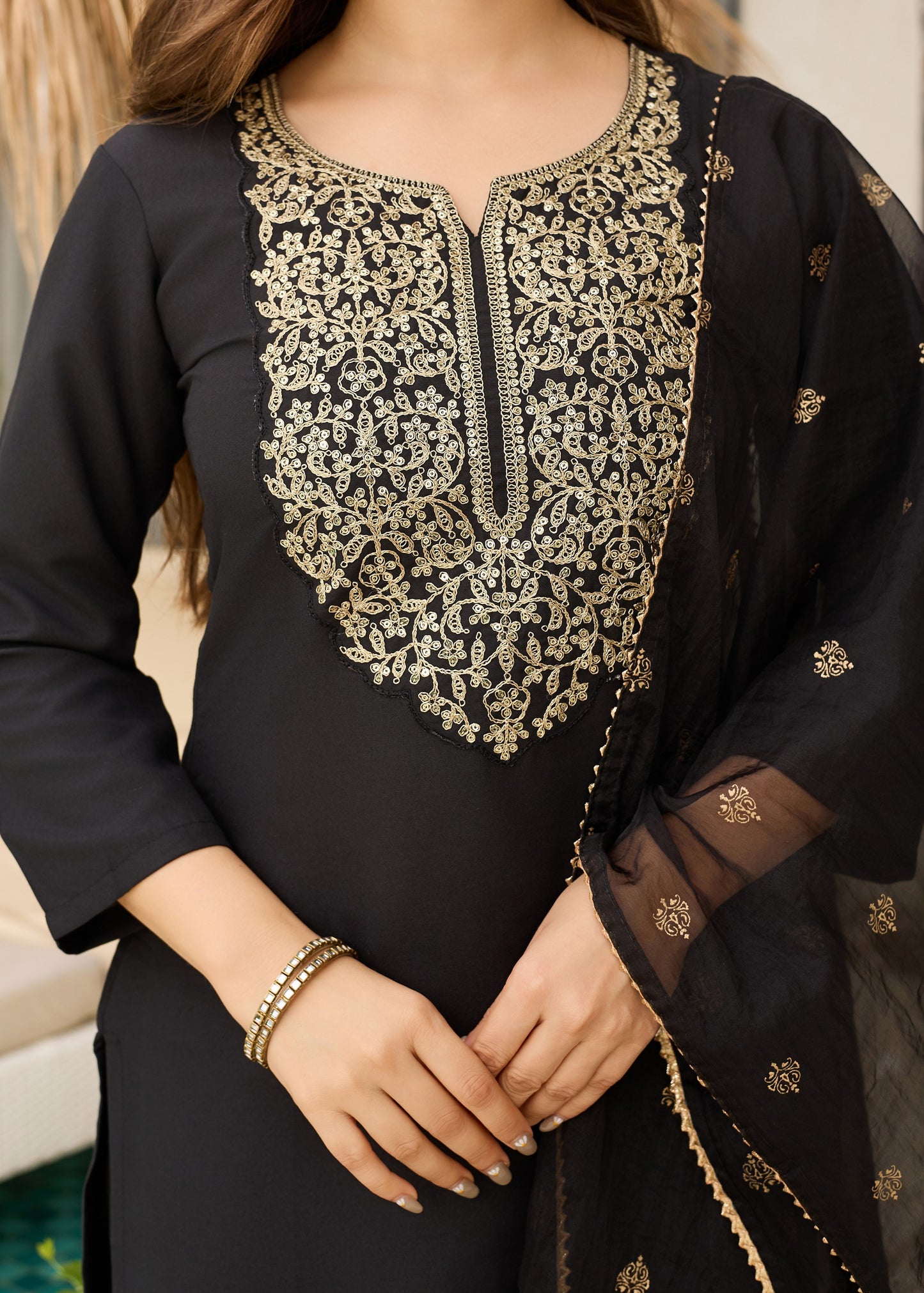 Classic Black Embroidered Kurta Set