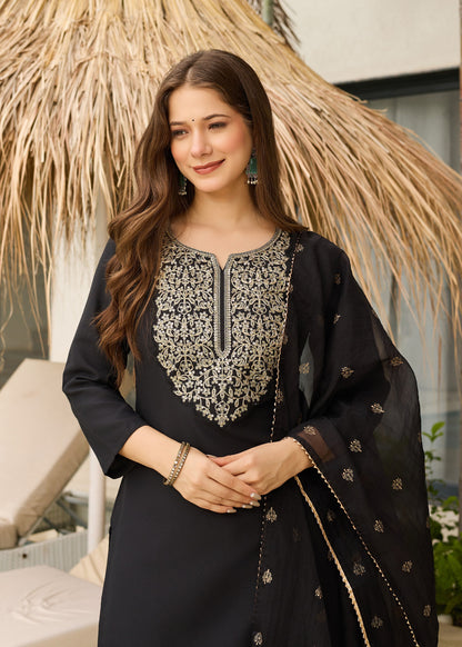 Classic Black Embroidered Kurta Set