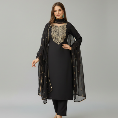 Classic Black Embroidered Kurta Set