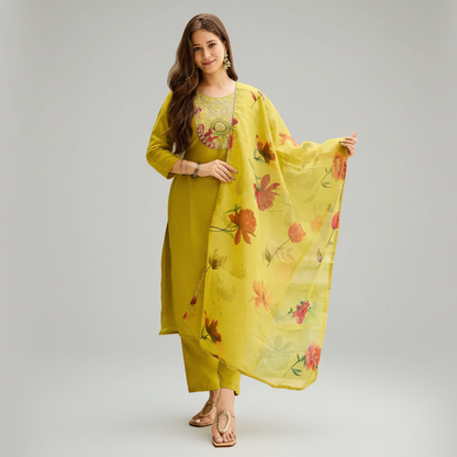 Liril Green Embroidered Kurta Set