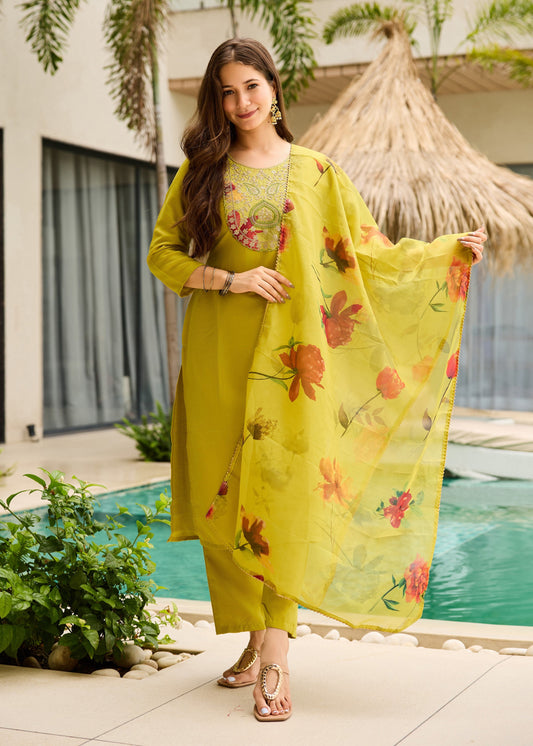 Liril Green Embroidered Kurta Set