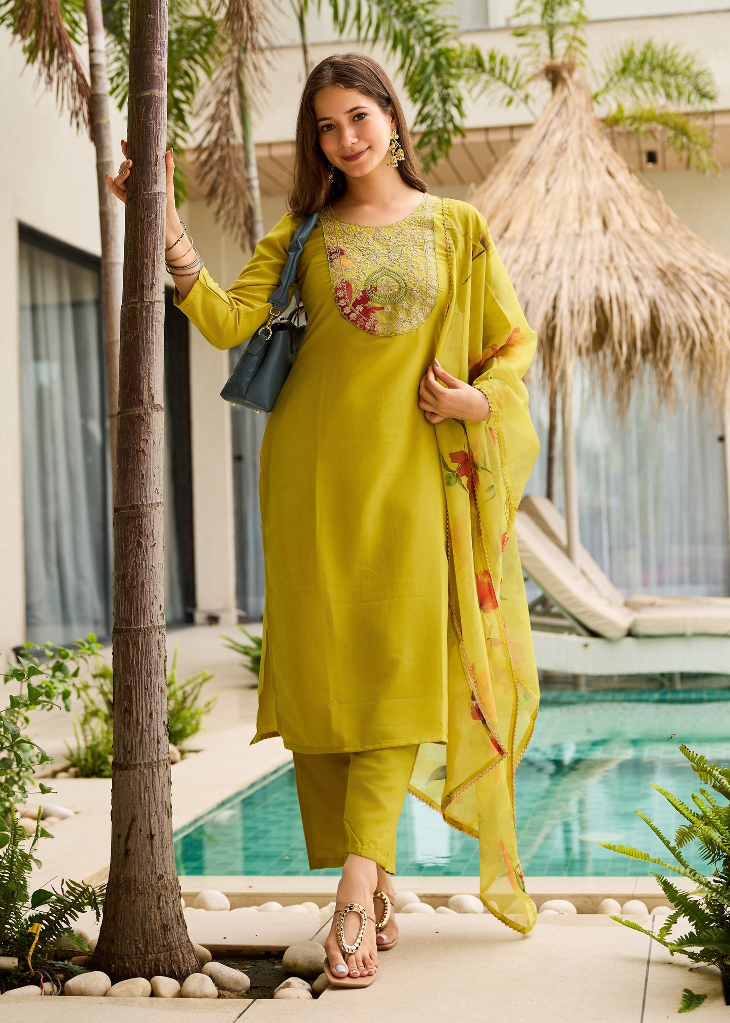 Liril Green Embroidered Kurta Set