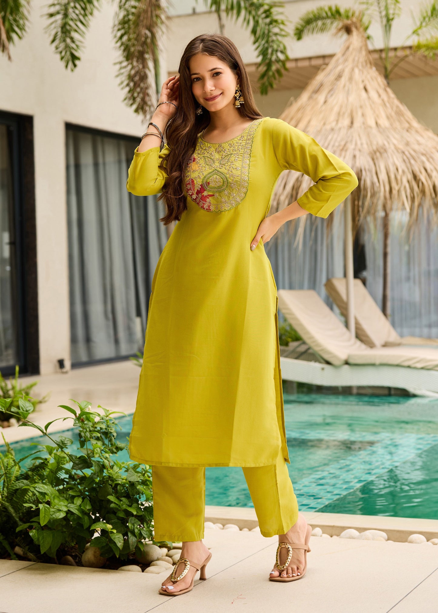 Liril Green Embroidered Kurta Set