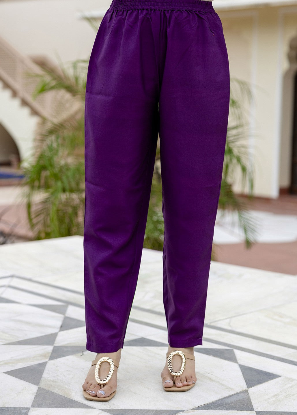 Royal Purple Printed And Embroidered Kurta Set