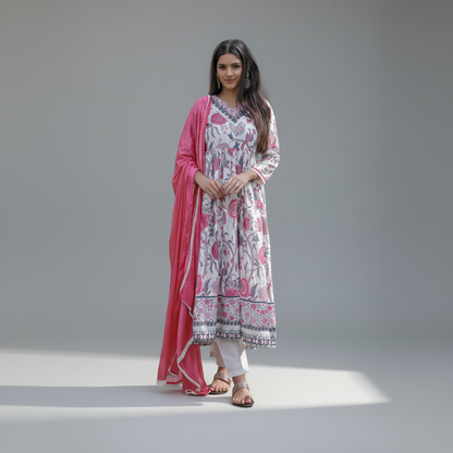 Cream Floral Stunning Kurta Set