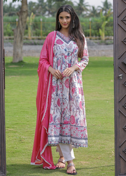 Cream Floral Stunning Kurta Set